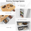 Kitchen Island Storage Cupboard W/Drop Leaf Countertop Side Racks 2-Door Cabinet