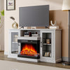 60" White Living Room TV Stand W/Electric Fireplace Fire Log Stove Unit Cabinet