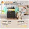Bedside Table with Wireless Charging, LED Nightstand with 1 Lockable Drawer