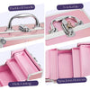 Portable Makeup Box with Lock, 4 Trays Cosmetic Jewelry Storage Case
