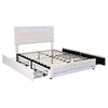 Double Bed Upholstered Storage Bed Frame With LED Light, 4 Drawers and Headboard
