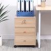Mobile 3 Drawers Filing Pedestal Cabinets File Chest Storage Wooden Lockable