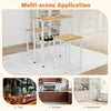 Natural Dining Table Set 3PCS with 2 Stools Storage Rack Footrest