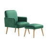 Accent Chair Armchair With Footstool Upholstered Velvet Single Sofa Lounge Chair