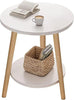 55cm 2-Tier Round Wood Side End Table Living Room With Shelf Bedside Nightstand