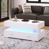 Coffee Table with Storage Lift Top Up & LED Lights Matt White for Living Room