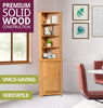 Corner Storage Cupboard, Small Oak Wooden Low Cabinet with 1 Adjustable Shelf