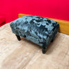 Luxury Blue Deluxe Velvet Ottoman Footstool with Shabby Chic Drawer for Bedroom