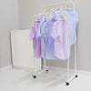 Heavy Duty Clothes Rack Garment Rail Rolling Stand Two Top Rod & Lower Storage