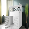 White Bathroom Storage Cabinet Drawer Cupboard Floor Free Standing Unit UK