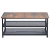3-Tier Shoe Rack Bench Industrial Style Metal Shoe Storage Bench & Wooden Seat
