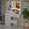 Dressing Table With 6 Drawers Mirror Stool Set Makeup Desk Vanity Table Bedroom