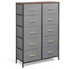 120CM Tall 10 Drawers Chest of Drawers Fabric Dresser Bedside Storage Cabinet