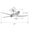 Extra Large 52 inch Ceiling Fan & Light Modern Remote Control 5-Blades Cooling