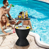 2-in-1 Cool Bar Table 30L Outdoor Beer Wine Ice Bucket Patio Ice Cooler Black