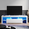 Modern White High Gloss TV Unit Cabinet Stand With Storage Drawers RGB LED Light