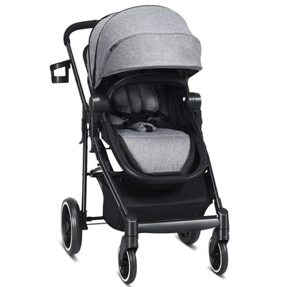 2 in 1 Baby High Landscape Stroller Foldable Toddler Reversible Stroller Grey