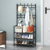 Black Metal Clothes Rail Rack Garment Stand Corner Open Wardrobe with Shelf