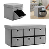 Folding Storage Ottoman Box Drawer Footstool Foldable Bench Chair Footrest Linen