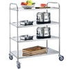 Kitchen Trolley Cart on Wheel Stainless Steel Catering Food Serving Rack Holder