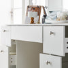 White Dressing VanityTable Wood Makeup Desk with LED Mirror 7 Drawers Stool