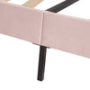 Double Size Bed 4ft6 Velvet Upholstered Slatted Bed Frame with Headboard Pink