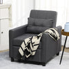 Single Chair Bed, Pull Out Sleeper Chair with Adjustable Backrest, Grey