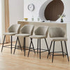 2 Pcs Beige PU Bar Stools Restaurant Bar Stools Soft Padded Seat Back Metal Legs