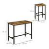 3-Piece Industrial Bar Table Set, Breakfast Table with 2 Stools Rustic Brown