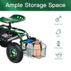 99CM Garden Cart Garden Rolling Scooter Steerable Adjustable Work Seat w/Basket