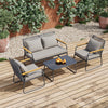 4 Seater Garden Corner Sofa Set Metal Furniture Outdoor Patio Table & Chair Kit