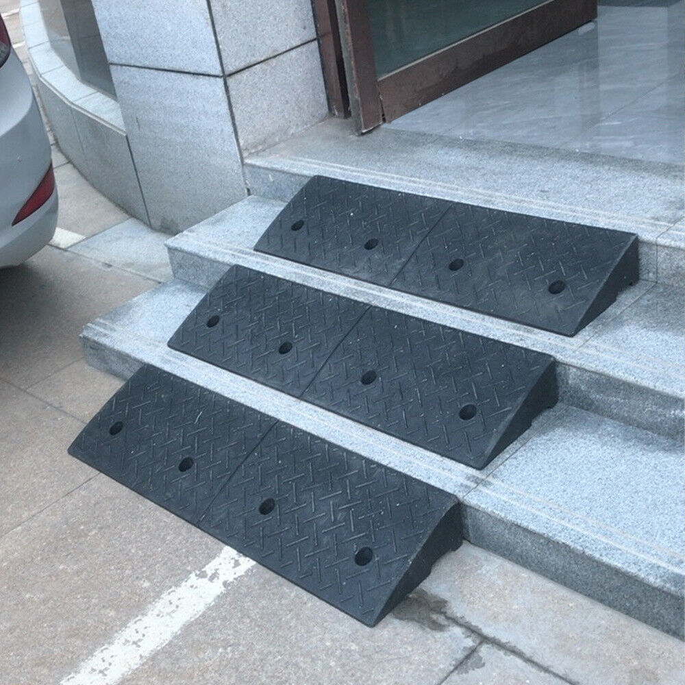 2 Heavy Duty Rubber Kerb Door Step Ramps Wheelchair Mobility Scooter A ...