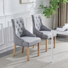 4x Grey Wood Dining Chairs Rivet Armchairs&White Marble MDF Top Dining Table Set