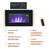 1000W/2000W Electric Wall Fireplace LED Flame Effect Timer Remote Heater