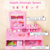 Wooden Dressing Table & Stool 2-in-1 Kids Vanity Set Children w/ Drawers