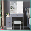 Large Dressing Table Stool Set with LED Lighted Mirror Vanity Makeup Desk White