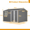 10x8FT Steel Apex Garden Shed Tool Equipment Organize W/Window Door Grey