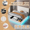 OTTOMAN STORAGE BED FRAME 4FT6 DOUBLE 5FT KING WITH HYDRAULIC STORAGE, LED LIGHT