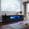 Black 200cm High Gloss TV Stand Storage Cabinet Cupboard Unit with RGB LED Light