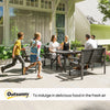 Wooden Dining Set Outdoor Garden Furniture 6 Seater Loveseat Chair Table Grey