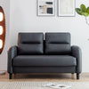 Black Ergonomics 2 Seater Sofa Modern High Back Fabric Couch Wood Legs 2 Pockets