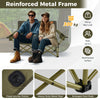 Folding Oversized 2 Person Outdoor Loveseat with Adjustable Armrests-Green