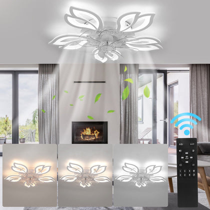 6 Speed Large LED Ceiling Fan with Lighting LED Light Adjustable Wind + Remote