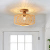 Rattan Chandeliers Ceiling Light Boho Lamp Wooden Lampshade Living Room Bedroom
