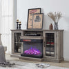 60" TV Stand with Electric Fireplace Heater Set 3 Colour Fire/4 Storage Cabinet