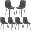 6X Dining Chairs Set Faux Suede Leather Padded Seat Metal Legs Kitchen Office