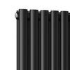 Black Radiator Vertical Double 1800x392 Oval Column Tall Upright Rad With Valves