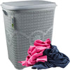 65 Liters Large Laundry Basket & Lid Washing Clothes Hamper Bin Knit Style New