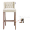 Bar Stools Set of 2 Velvet Fabric Counter Height Bar Chairs with Wood Legs