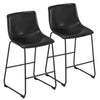 2x Breakfast Bar Stools Bar Kitchen Pub Stools Chairs with Backrest Metal Legs